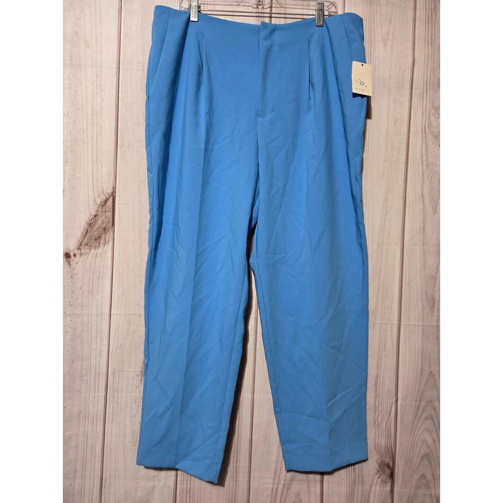 A New Day Womens Blue High‎ Rise Tapered Leg Stretch Pants Size 16